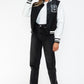 Love Me Now PU Leather Contrast Snap Down Bomber Jacket