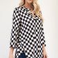 Celeste Full Size Curved Hem Checkered Notched Blouse