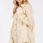 SAGE + FIG Frayed Hem Side Slit Button Down Shirt