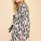 Davi & Dani Leopard Ribbon Tie Front Loose Fit Cardigan