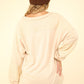 VERY J Washed V-Neck Exposed Seam Knit Top