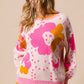 BiBi Flower Pattern Contrast Sweater