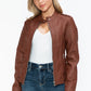 Snobbish PU Leather Biker Jacket with Side Zip Pockets