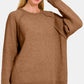 Zenana Side Slit Raglan Sleeve Sweater