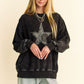 Davi & Dani Stud Star Patch Acid Washed Sweatshirt