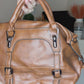 Brown faux leather satchel