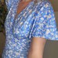 Soft blue floral v neck skater dress