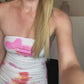 White and pink watercolor mini dress