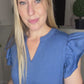 Blue tiered midi dress