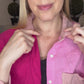Pink color block cotton button down shirt