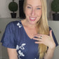 Navy blue floral midi dress