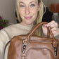Brown faux leather satchel