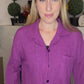 Purple waffle knit button up shacket