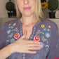 Charcoal peasant embroidered tunic