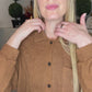 Brown waffle knit button down blouse