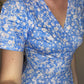Soft blue floral v neck skater dress