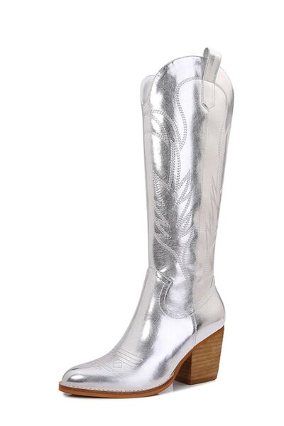 Shine On Melody Metallic Knee High Cowboy Boots