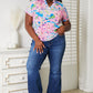 Double Take Floral Notched Neck Short Sleeve Top