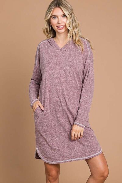 Casually Culture Code Full Size Hooded Long Sleeve Sweater Dress