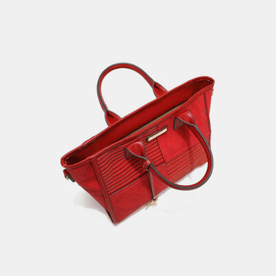 Red Nicole Lee USA Scallop Stitched Handbag