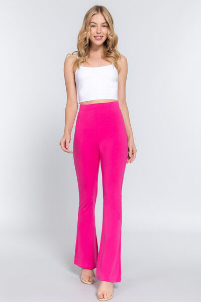 Hot pink ACTIVE BASIC Waist Elastic Slim Flare Yoga Pants