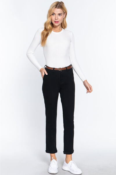 Carlotta ACTIVE BASIC Cotton-Span Twill Straight Pants