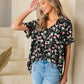 Sew In Love Floral Tie Neck Short Sleeve Blouse