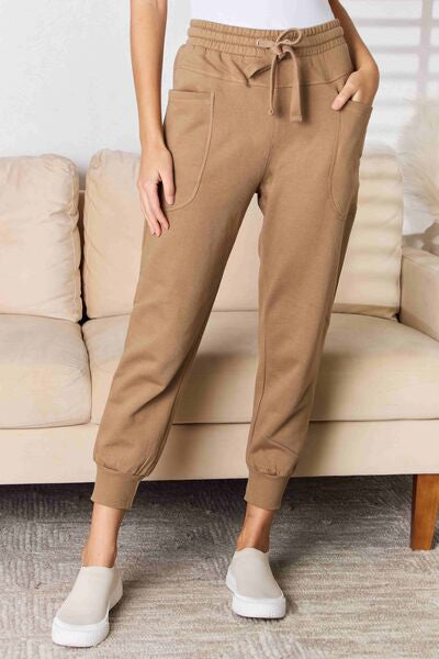 Tan RISEN High Rise Relaxed Joggers