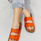 Feeling Alive Double Banded Slide Sandals in Orange