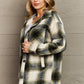Zenana By The Fireplace Oversized Plaid Shacket in Olive