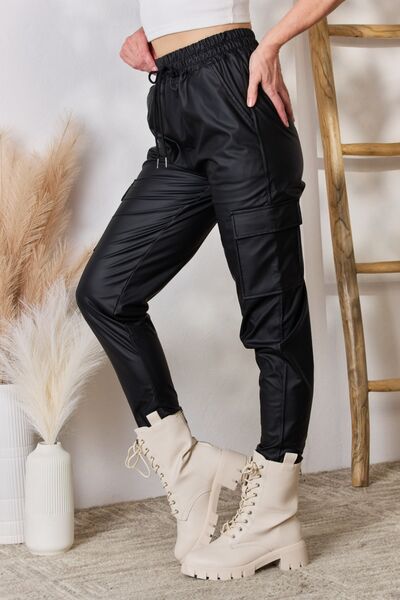 Step Up Color 5 Faux Leather Cargo Pants