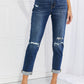 Dialing Love Distressed Cropped Jeans with Pockets