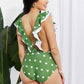 Moonlit Dip Ruffle Plunge Swimsuit in Mid Green