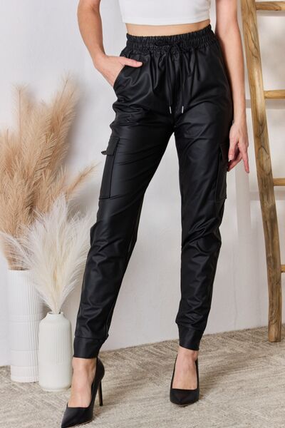 Step Up Color 5 Faux Leather Cargo Pants