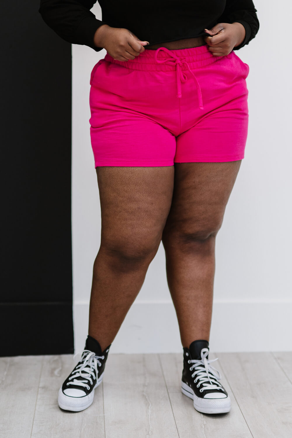 Just Chillin' Full Size Run Sweat Shorts in Pink