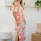 Sew In Love Full Size Printed Side Slit Midi Dress