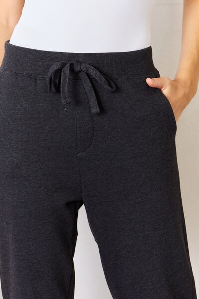 Staying In RISEN Soft Knit Drawstring Cropped Joggers