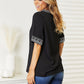 Double Take Embroidered Notched Neck Top