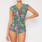 Marina West Swim Bring Me Flowers V-Neck One Piece Swimsuit In Sage **** Final Sale