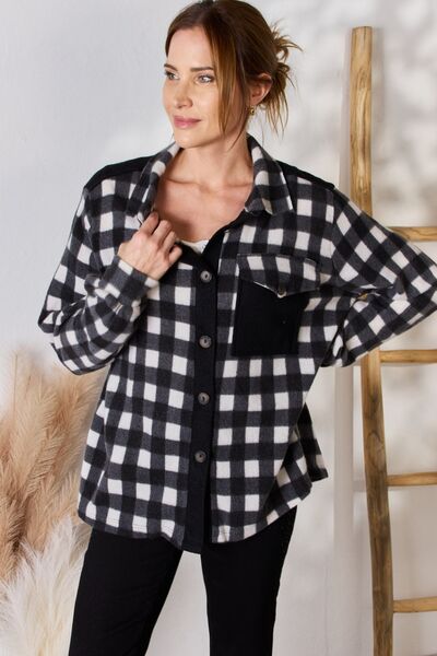 Patty Hailey & Co Full Size Plaid Button Up Jacket