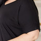 Pleasant Zenana Full Size V-Neck Short Sleeve Slit T-Shirt and Shorts Set