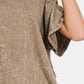 Zenana Washed Round Neck Drop Shoulder Cropped T-Shirt
