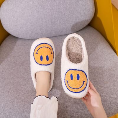 Yellow Melody Smiley Face Slippers