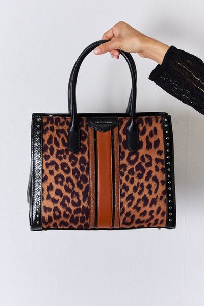 Wild David Jones Leopard Contrast Rivet Handbag