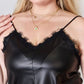 Heimish Full Size Faux Leather Lace Trim Cami