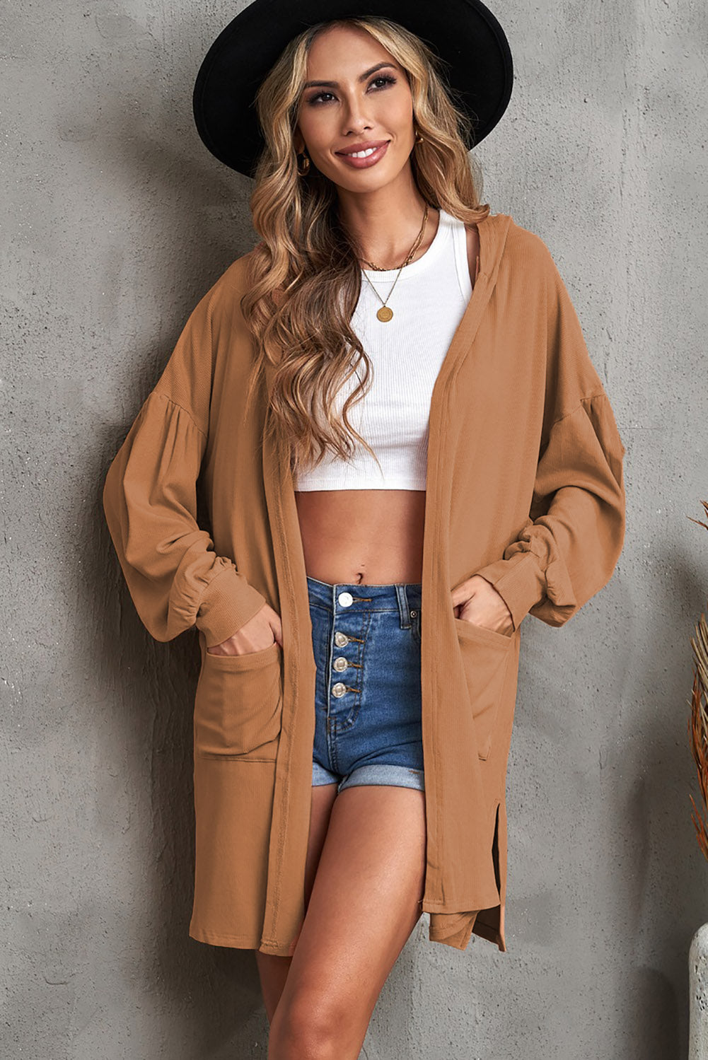 Perfect Day Hooded Longline Cardigan with Pockets