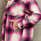 Zenana By The Fireplace Oversized Plaid Shacket in Magenta