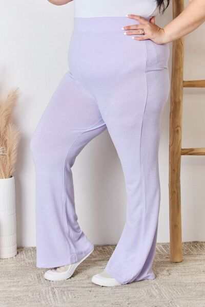 Blossom RISEN Full Size High Waist Ultra Soft Knit Flare Pants