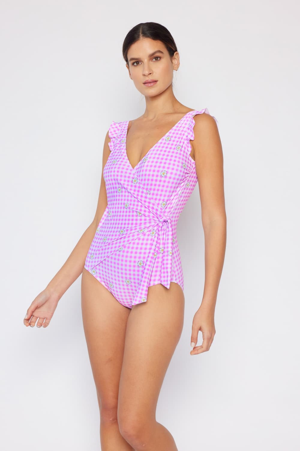 Marina West Swim Full Size Float On Ruffle Faux Wrap One-Piece in Carnation Pink **** Final Sale