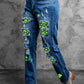 Perfectly Printed Patch Distressed Boyfriend Jeans